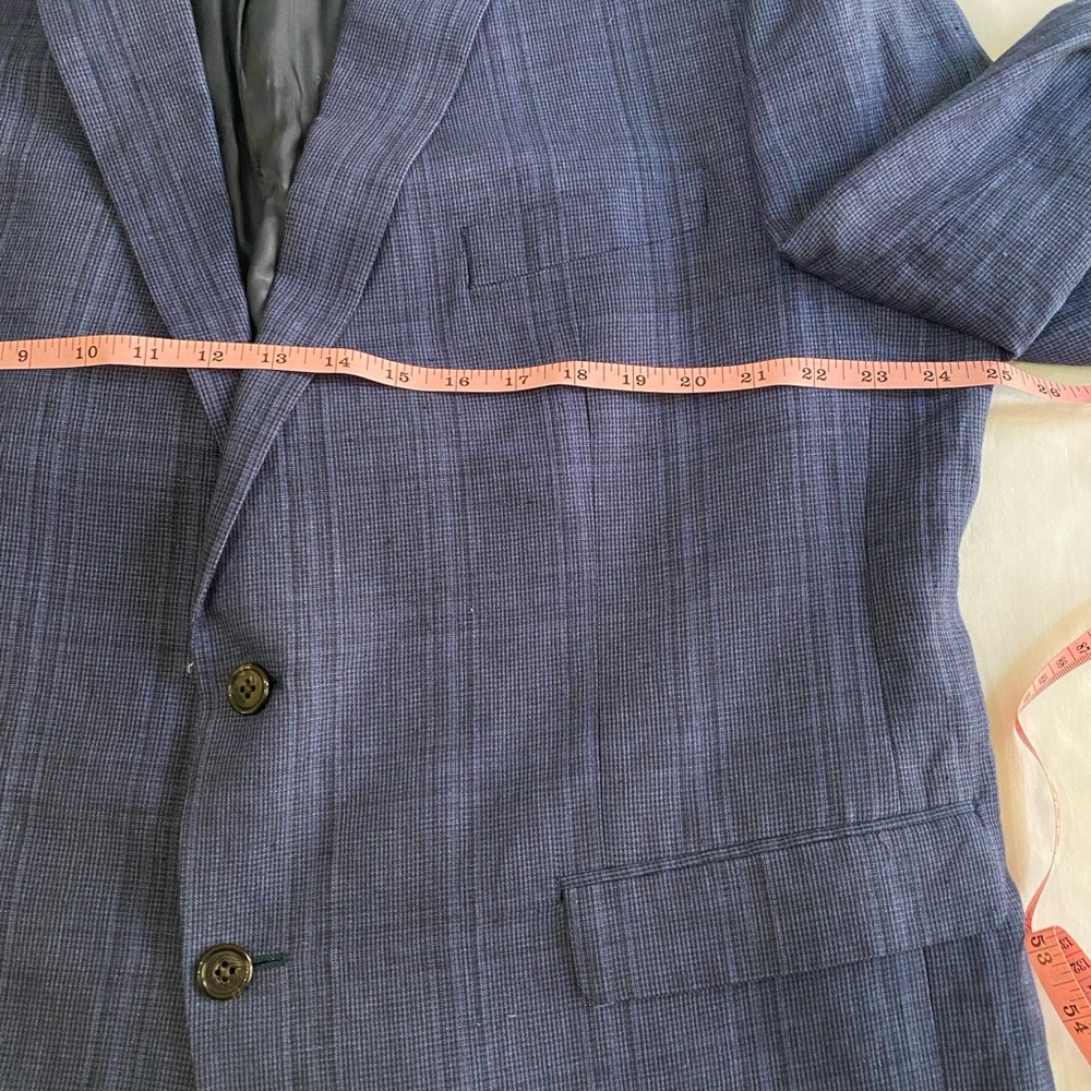 Lauren Ralph Lauren Blue Glen Plaid 100% Linen Spring Summer Blazer 46R - Picture 5 of 9